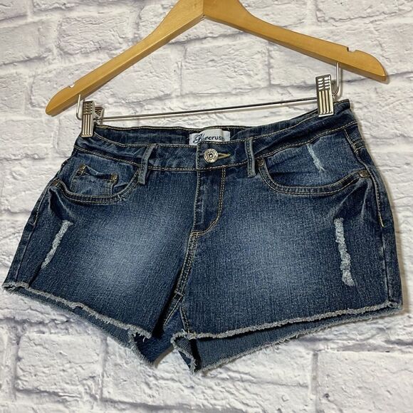 BLUE Crush Raw Edge Denim Shorts Size 1 - Picture 5 of 8